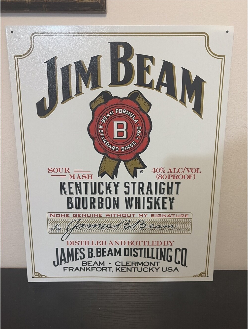 Jim Beam Bourbon Whiskey Metal Sign Reproduction 12.5" X 16" Man Cave Bar Garage